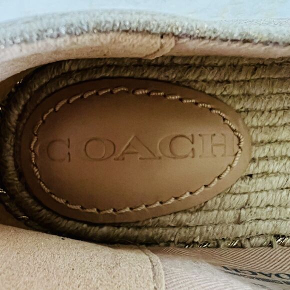 COACH Casey Metallic Gold Leather Slip-On Espadrille Flats - US 8 - Picture 3 of 10